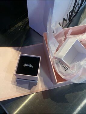 Sterling Pandora Sparkling Bow Silver Ring - Pink Box